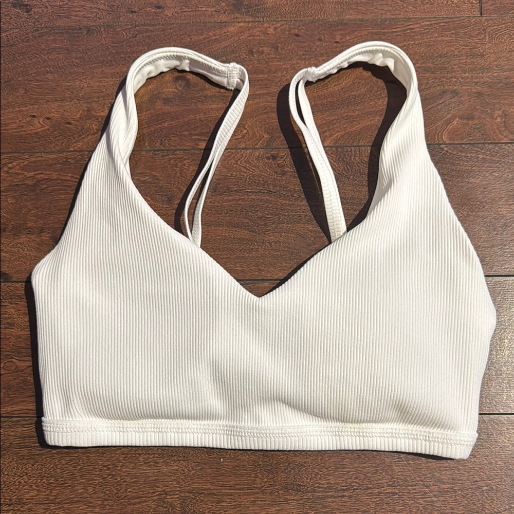 Brand New Aerie White Ribbed Sports Bra
